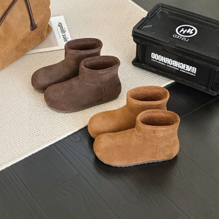 真皮厚底雪地靴女2026新款冬季加绒加厚保暖面包棉鞋大头防滑短靴