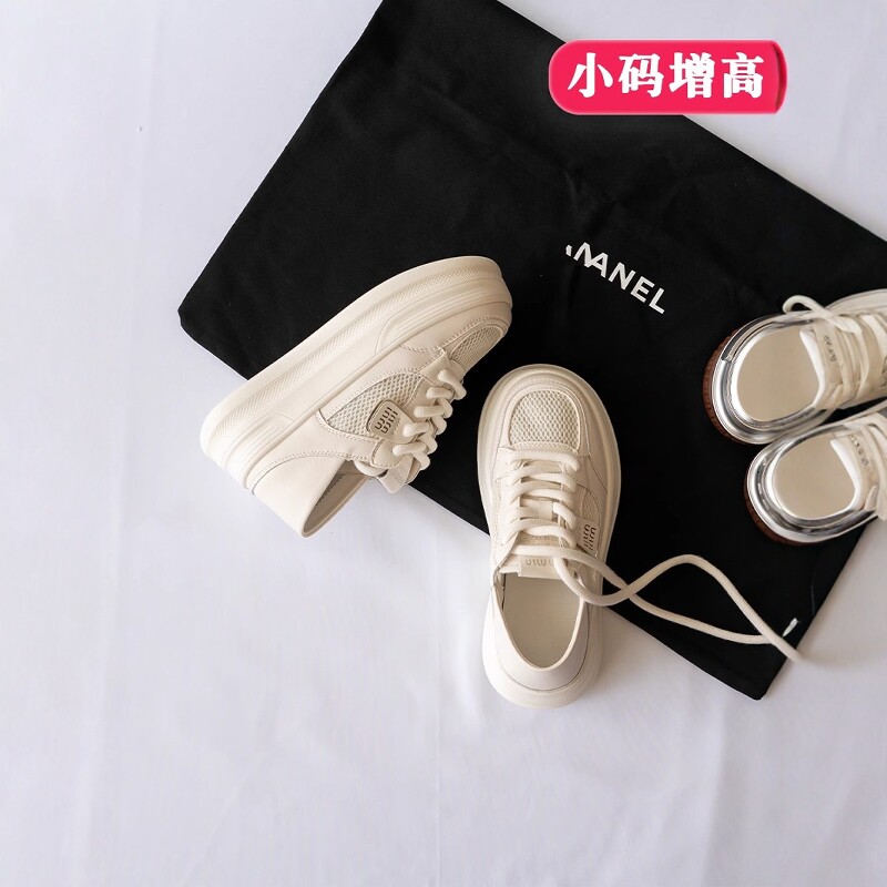 6cm真皮厚底小白鞋小码女鞋313233网面透气内增高小个子软底板鞋