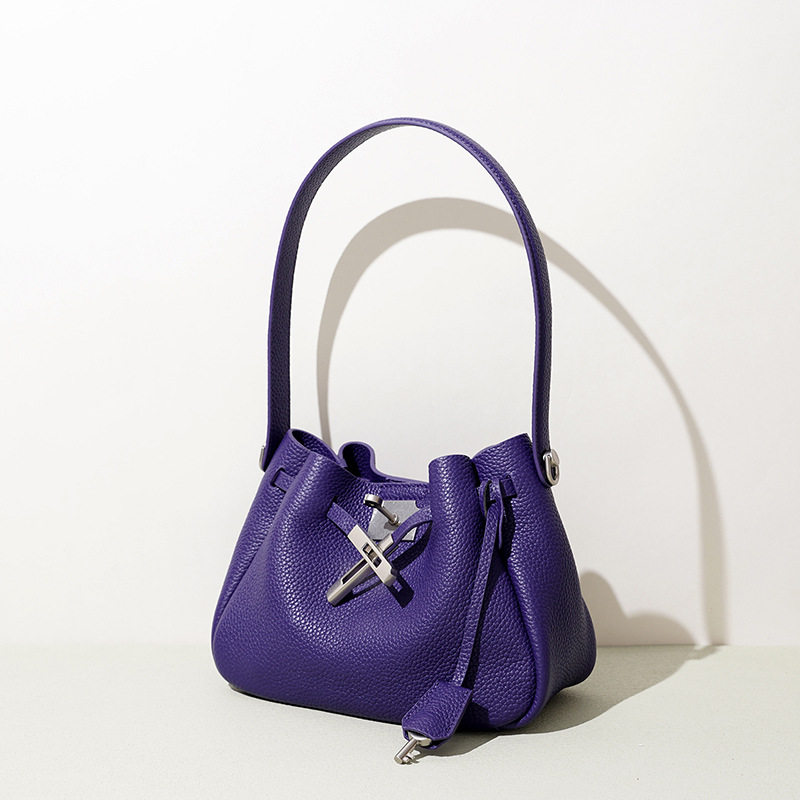 新款腋下包头层牛皮荔枝纹春夏手