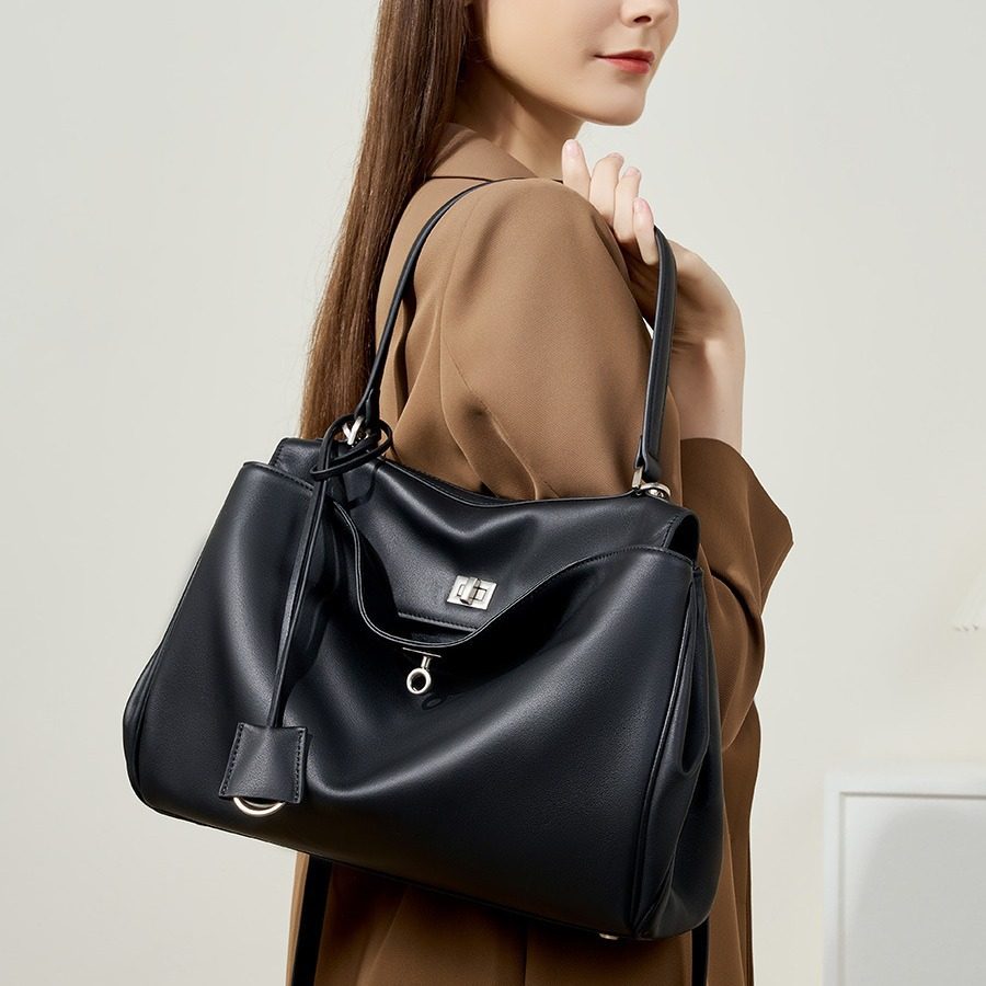大容量真皮光滑单肩手提包2025新