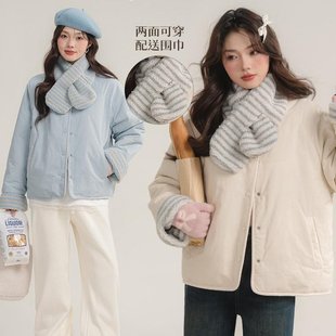 2025冬超好看双面穿摇粒绒新款 女棉服小个子保暖韩系夹棉外套 短款