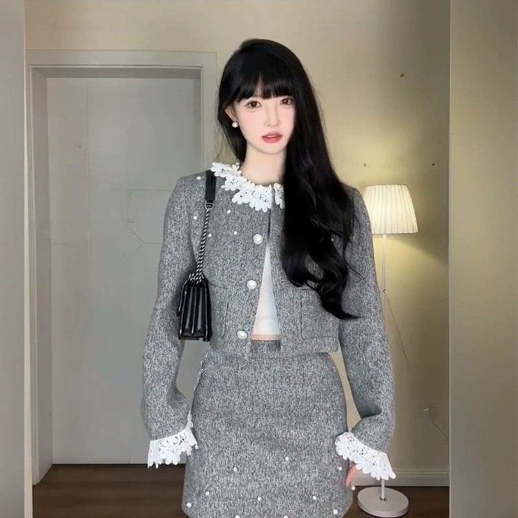 高级感洋装名媛富家千金套装裙小香风外套短裙两件套