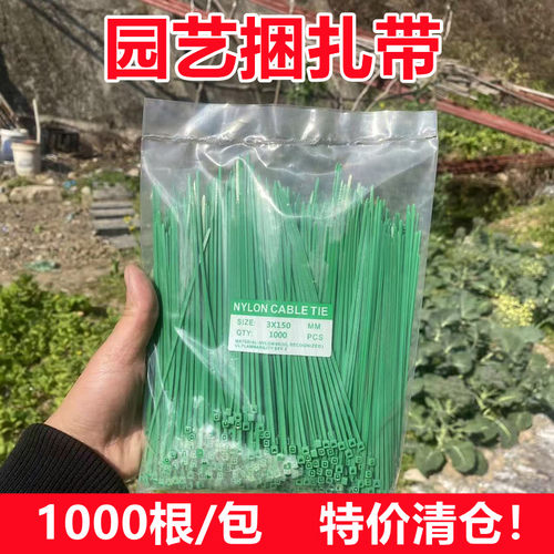 园艺捆绑绿色尼龙扎带农作物搭架固定塑料勒死狗扎线一次性一拉得