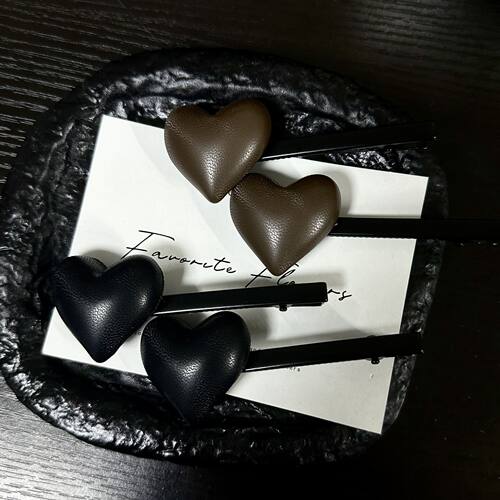 韩系小羊皮爱心刘海鸭嘴夹