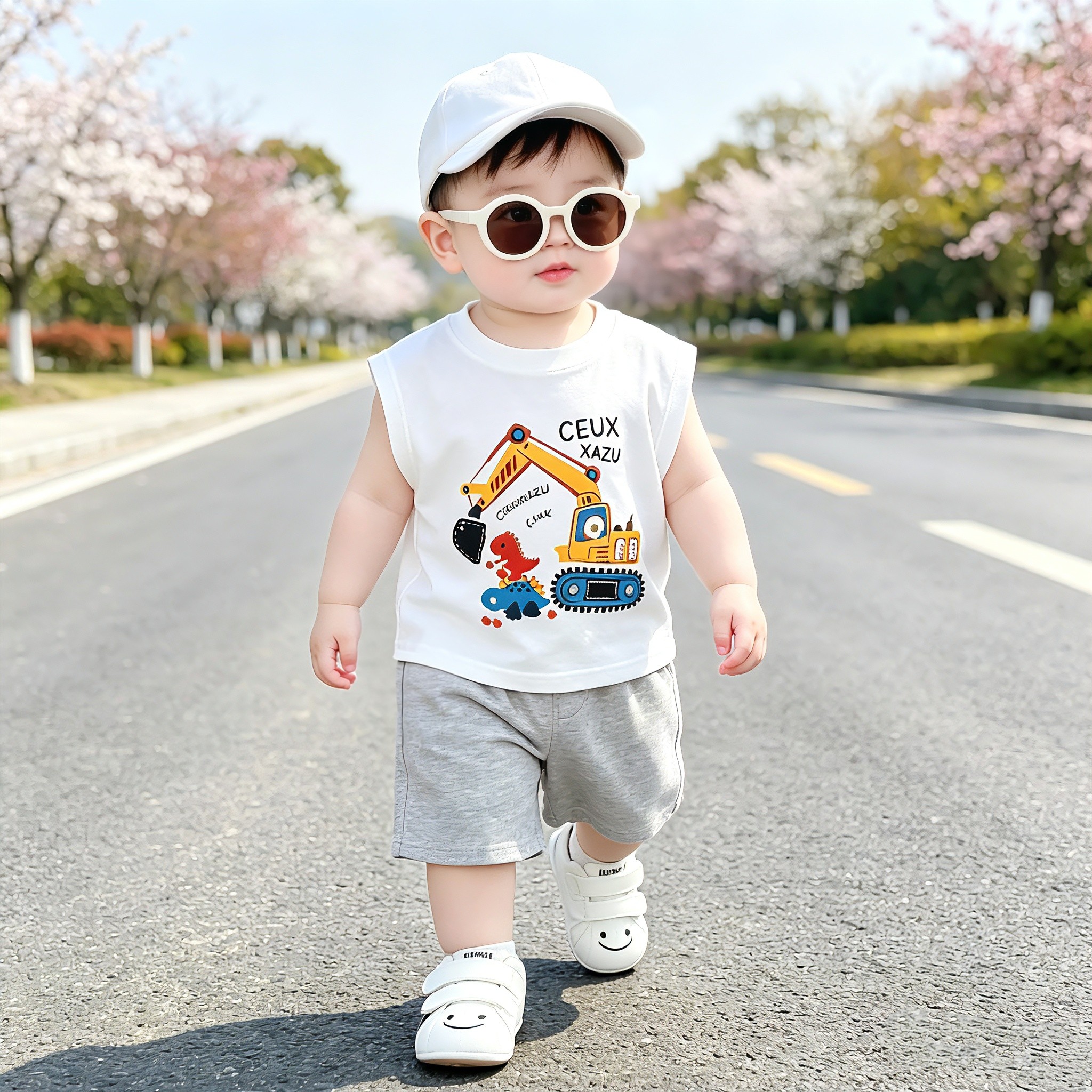 2026新款儿童卡通印花短袖短裤两件套男童夏季套装宝宝夏装衣服潮