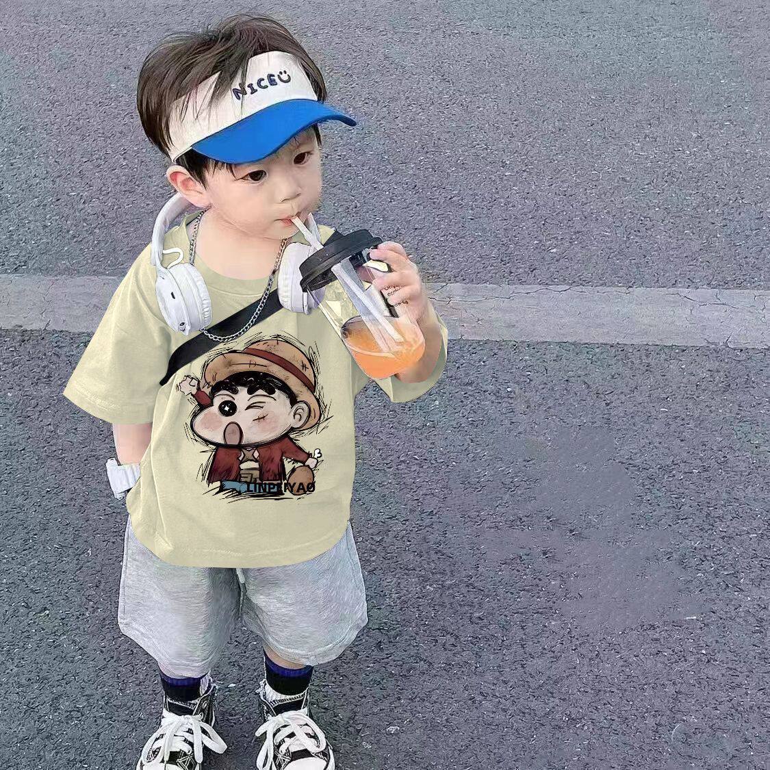 男童夏装短袖印花套装2026年儿童新款洋气卡通两件套宝宝夏季衣服