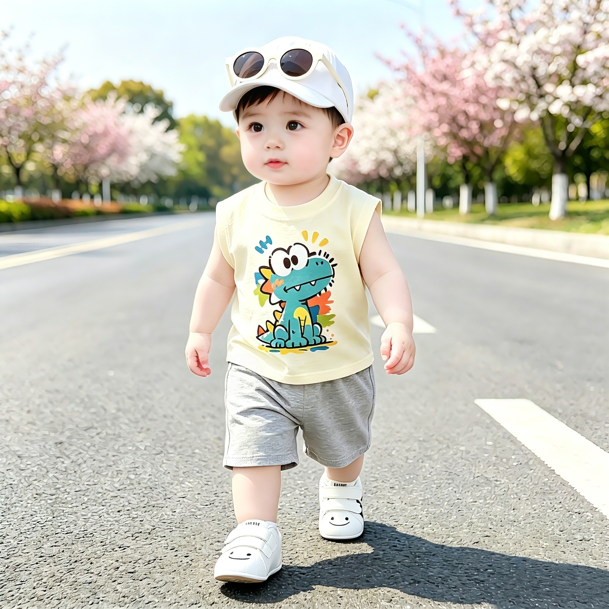 2026新款儿童卡通印花短袖短裤两件套男童夏季套装宝宝夏装衣服潮