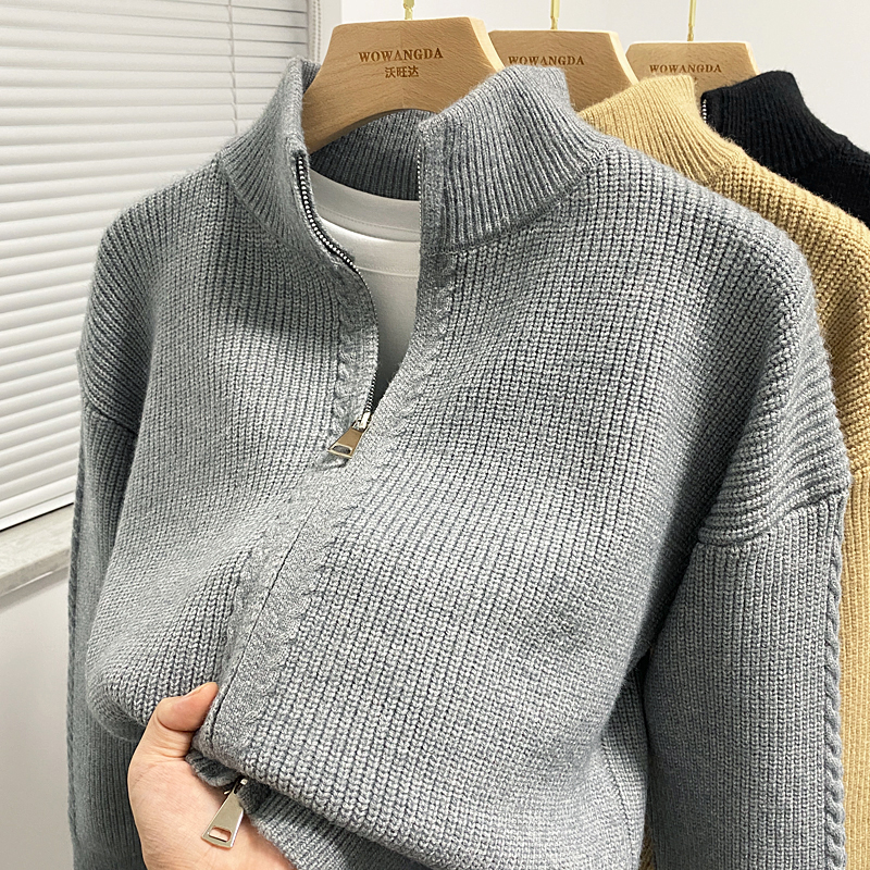 拉链开衫男针织衫秋冬