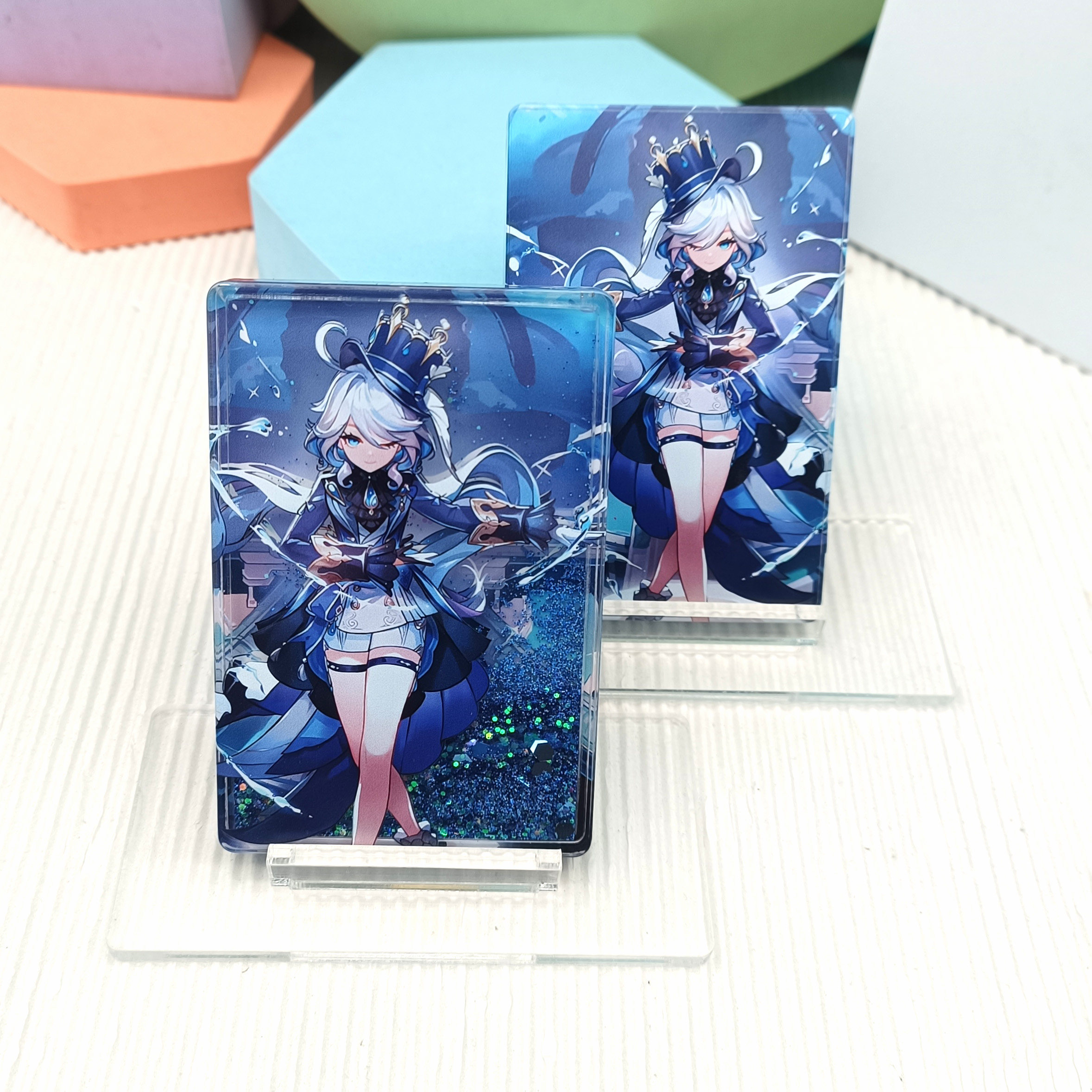 原神芙宁娜流沙麻将亚克力桌面摆件动漫周边学生日礼物卡砖立牌