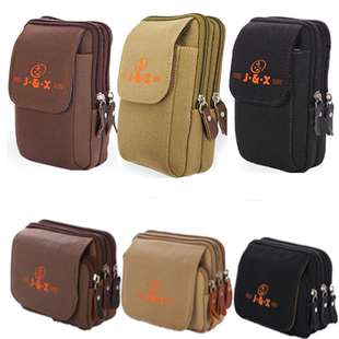 帆布腰包 包邮 多功能横款 5.5寸迷你小挂 穿皮带5.0 手机腰包男竖款