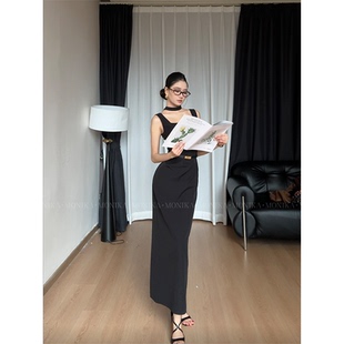 收腰显瘦气质设计感女中长连衣裙25079 慧慧早夏新款 智性恋