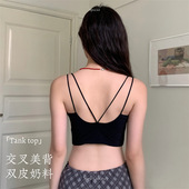 清仓冰丝交叉美背抹胸无痕内衣带胸垫吊带背心打底细带裹胸性感夏