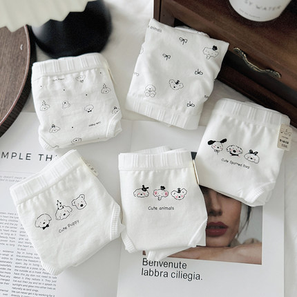 7A抗菌5条装内裤纯棉女生可爱白色A类2025新款少女学生三角裤透气