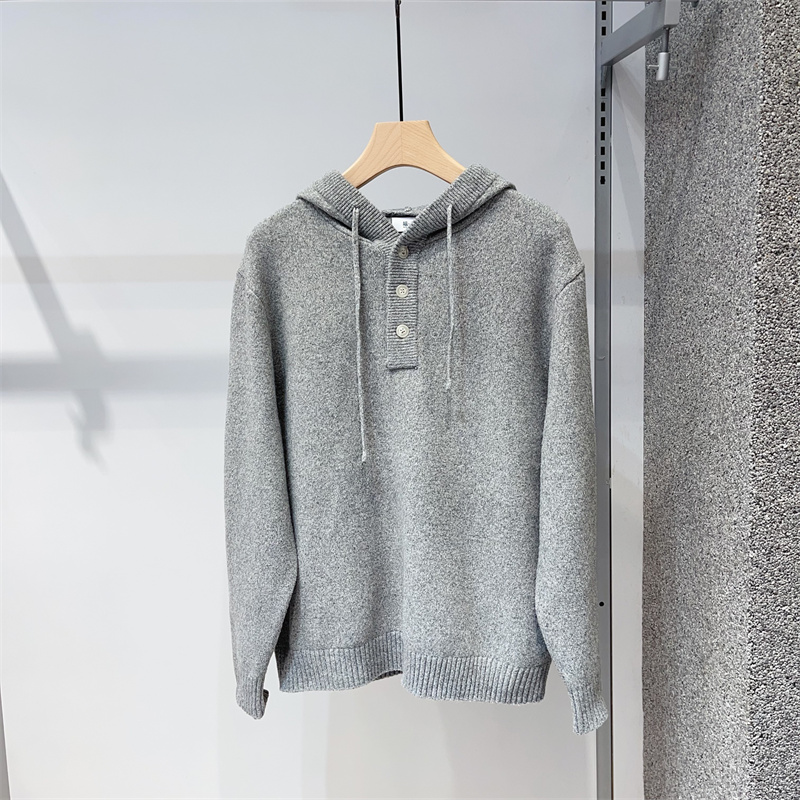 美式复古灰色针织衫外套男秋冬款