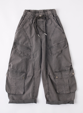 吴小越W1089男童散兵工装裤子儿童棉布口袋长裤男孩休闲运动裤