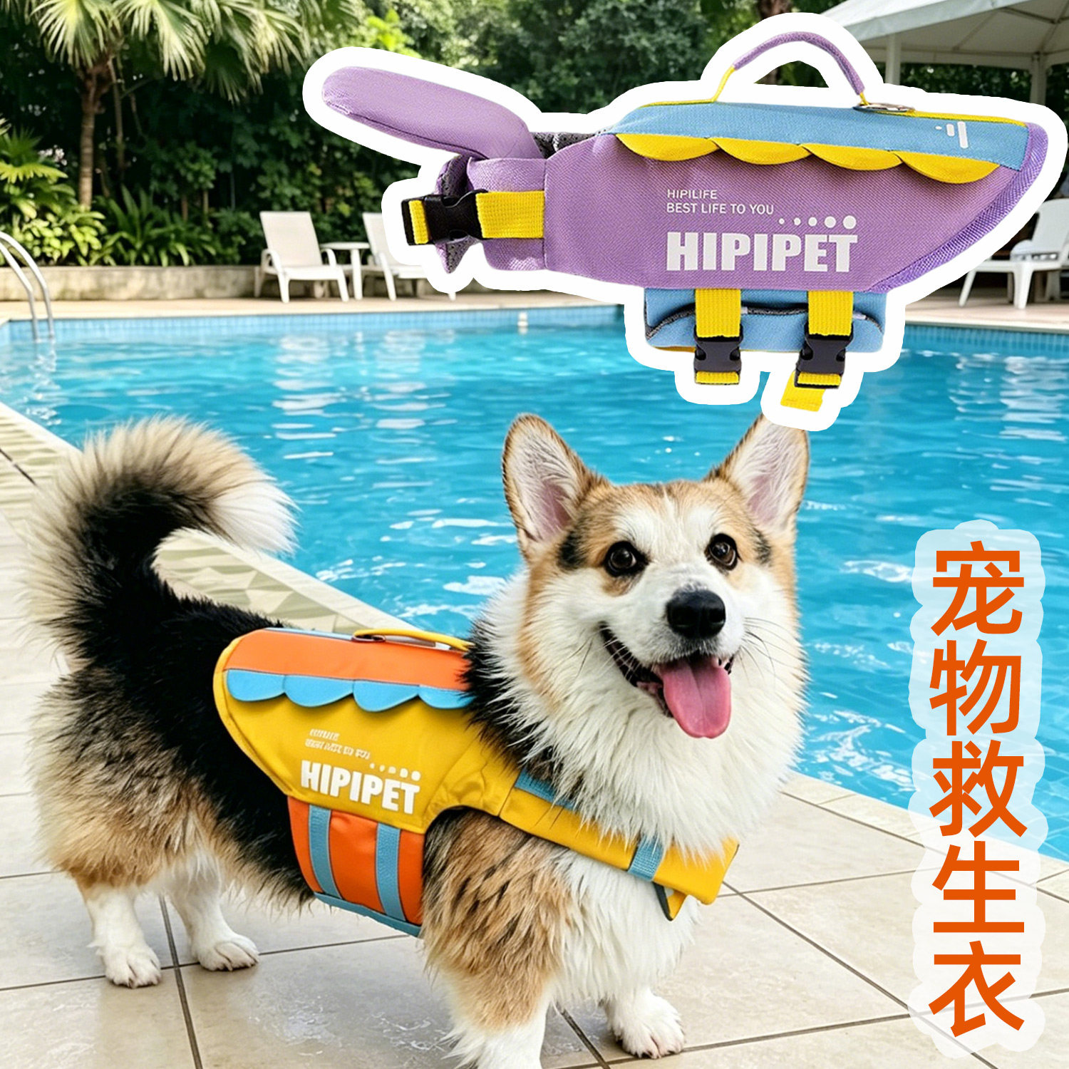 狗狗救生衣夏季游泳衣柯基大中小型犬宠物背心式小狗狗安全浮力衣