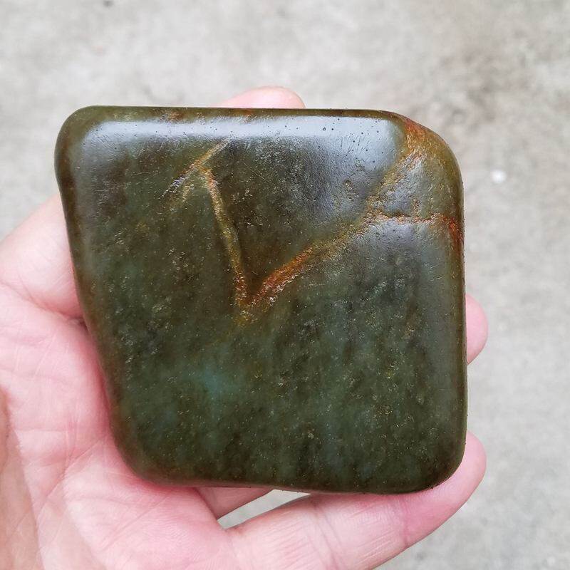 真皮和田玉原石毛料和田玉籽料玉石手把件331克81*84*19MM处理价