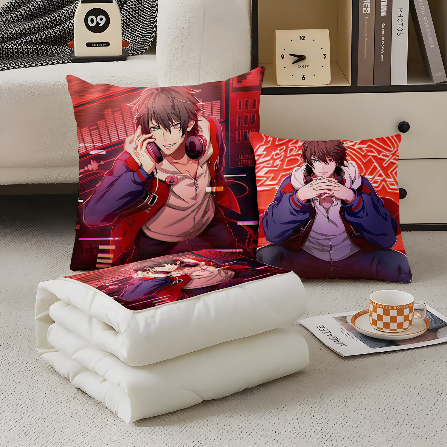 催眠麦克风抱枕超软两用多功能空调被办公抱枕被子二合一被子动漫