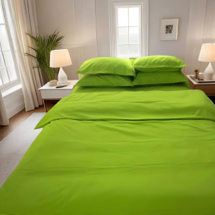 简约纯色磨毛四件套果绿色床单被套罩床上用品纯棉学生宿舍三件套