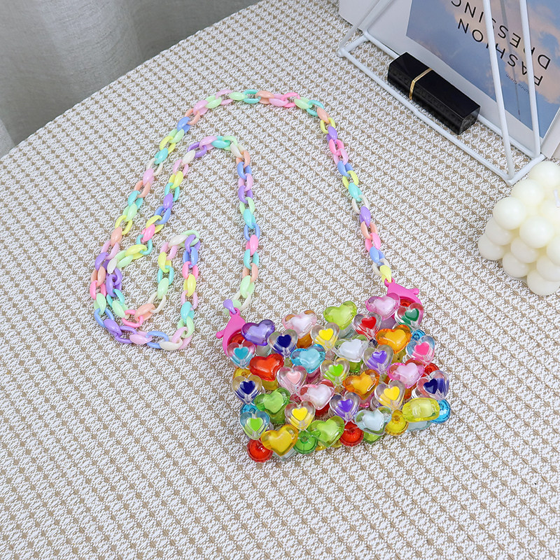 新款mini斜跨包小可爱串珠包马卡龙口红包成品零钱珍珠包彩色小方