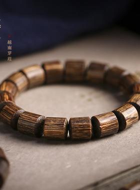 正宗越南芽庄沉香手串原创木质桶珠单圈手串糖结油脂丰富香韵甘甜