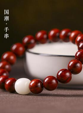檀木DIY手工编织跑环10mm佛珠念珠单圈手串菩提老型珠手串礼