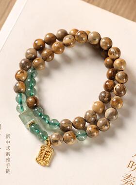 国潮新中式复古串珠手串2023年新款小众库克妖花精致女素雅手链