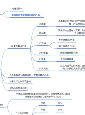 电商店铺运营规计划爆款打造xmind市场分析产竞品选择思路导图