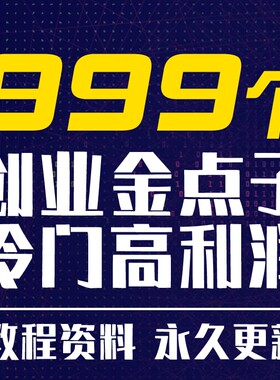 快速赚钱项目创业金点子秘籍小本创业项目偏门生意在家赚钱教程