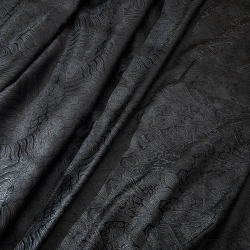 全黑中国风仿宋锦面料新中式老钱风马甲棉袄古装汉服绸缎布料