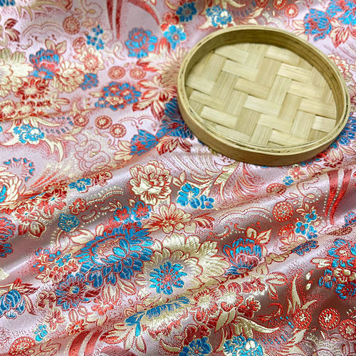 花团锦簇织锦缎满铺菊花纹面料