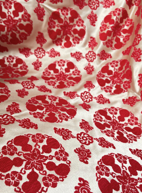 仿漳绒提花缎汉服布料