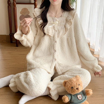 珊瑚绒可爱公主风家居服套装