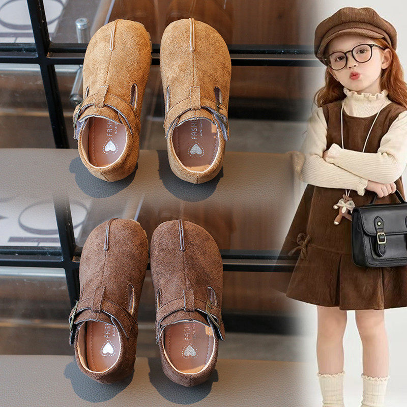 儿童勃肯单鞋2026春秋新款韩版复古豆豆鞋男女童软底马蹄鞋小皮鞋