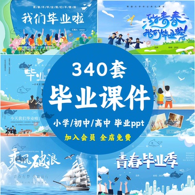 幼儿园中小学生毕业典礼PPT课件毕业成长纪念册视频MV模板电子版