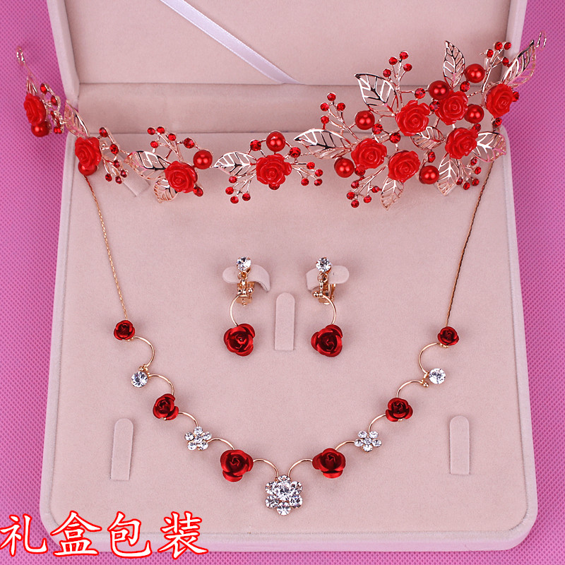 Korean bride Headdress suit gules Toast clothing Wedding dress Accessories full dress Hairdressing Necklace marry Three-piece Suitein the Accessories/Fashion Jewelry, Hair Accessories  category - from Buy2taobao.com to provide professional Taobao agent buy service