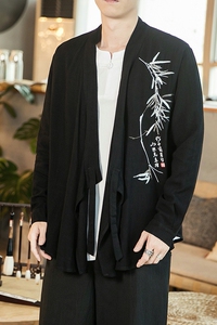风汉服男古风仙气风衣亚麻大码宽松刺绣外套A321-1-F02-P70图片