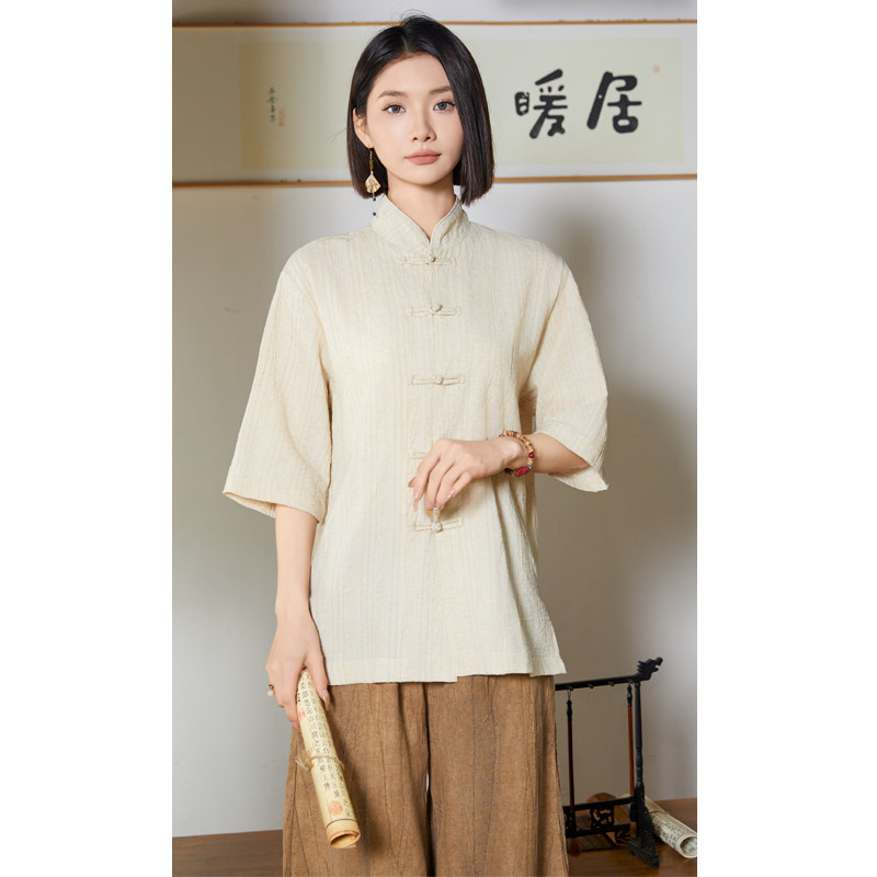 风衬衫男夏季大码中式棉麻衬衣唐装上衣汉服A321-1-C657-P70图片