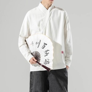 风男装亚麻长袖T恤唐装衬衣中式汉服佛系内搭A321-1-T821-P65图片