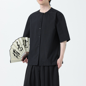 风复古短袖衬衫夏季薄款袖中式衬衣宽松唐装A321-1-C659-P65图片