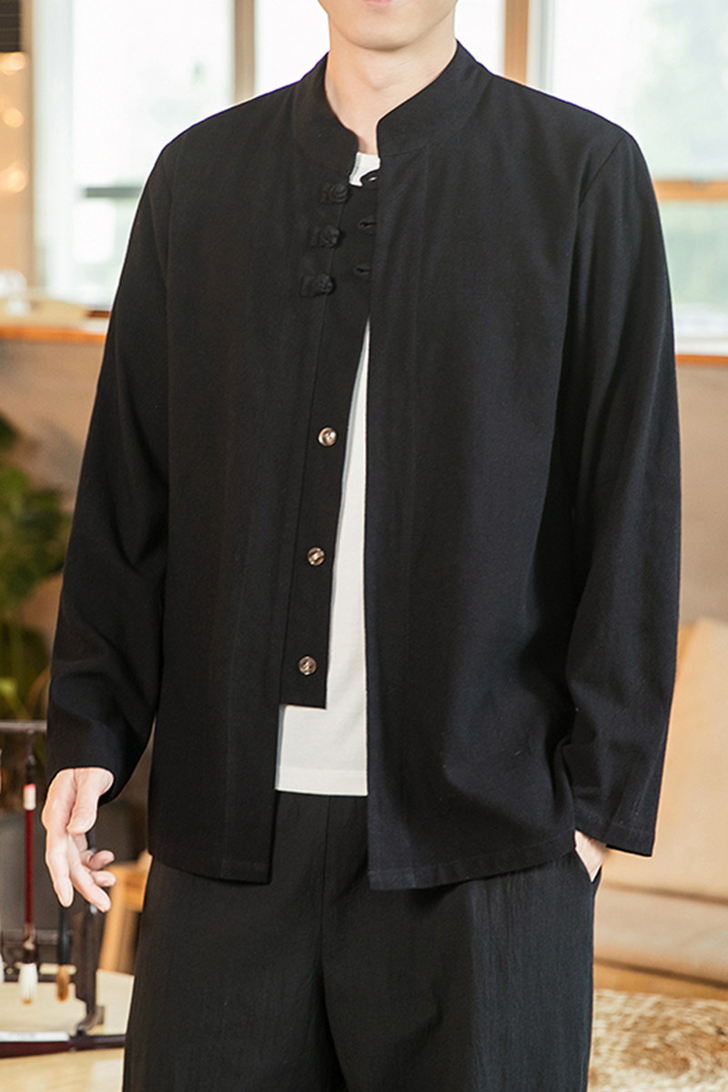 风大码男装春夏长袖衬衫宽松亚麻盘扣衬衣A321-1-C623-P65,男装衬衫,电商A321-1（原钱塘6020）