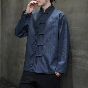 唐装春夏风古风棉麻汉服盘扣亚麻长袖衬衫A321-1-C633-P75图片