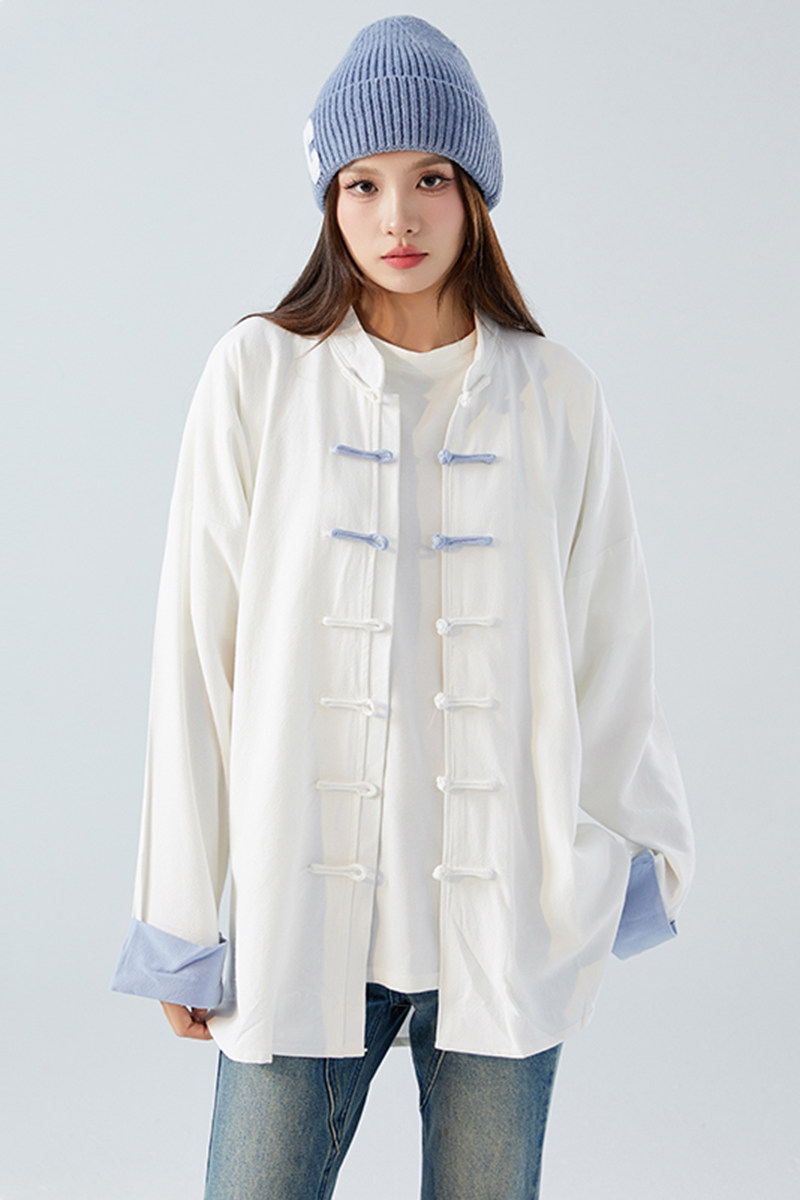 春秋中式复古太极服汉服风拼接亚麻棉麻衬衫A321-1-C631-P70,男装衬衫,电商A321-1（原钱塘6020）