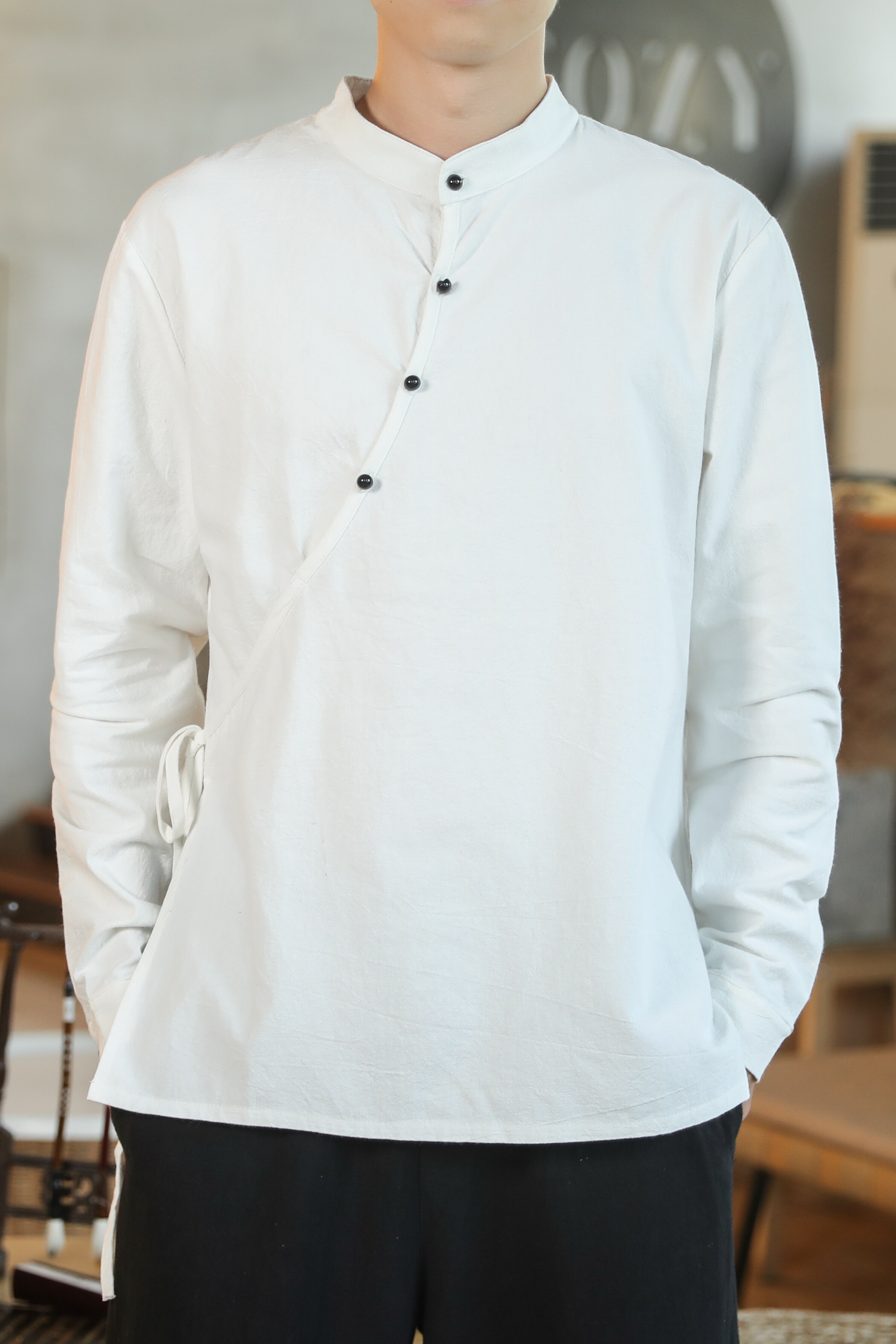 风春秋款棉麻长袖T恤男社会精神小伙衬衣A321-1-CS88-P50,男装T恤,电商A321-1（原钱塘6020）