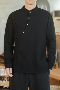 风春秋款棉麻长袖T恤男社会精神小伙衬衣A321-1-CS88-P50图片