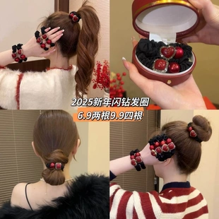 初尚轻奢韩版红豆小肠发圈丸子头马尾发绳2024新款时尚发圈