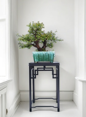 铝合金回纹花几黑色盆景架花架室内家具装饰架室外园林阳台新中式