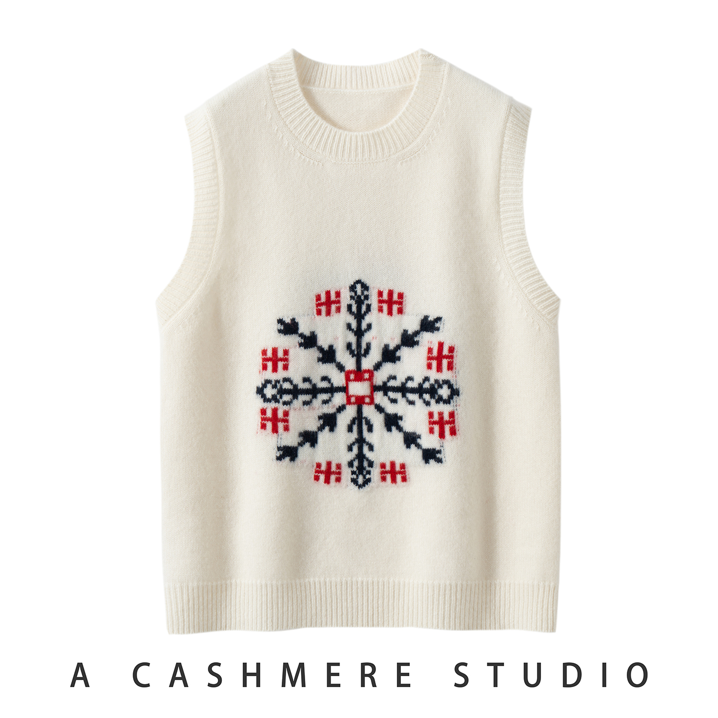 圆领加厚针织毛衣马甲山羊绒衫