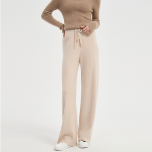 女外穿 针织羊毛裤 羊绒阔腿裤 女秋冬高腰显瘦宽松加厚休闲拖地长裤