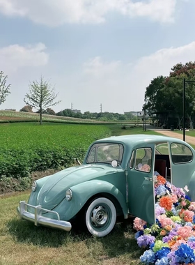 定制复古绿色大众甲壳虫车模摆件